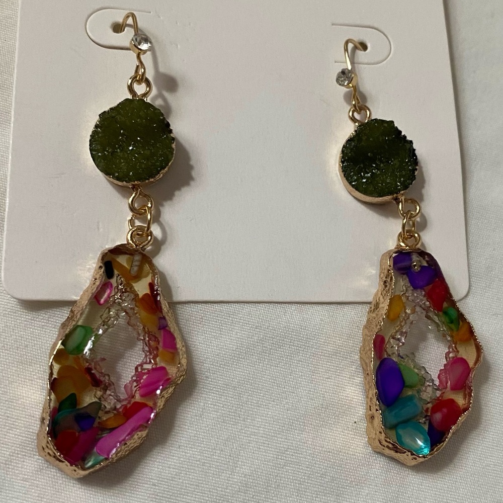 Beautiful unique acrylic and stone earrings